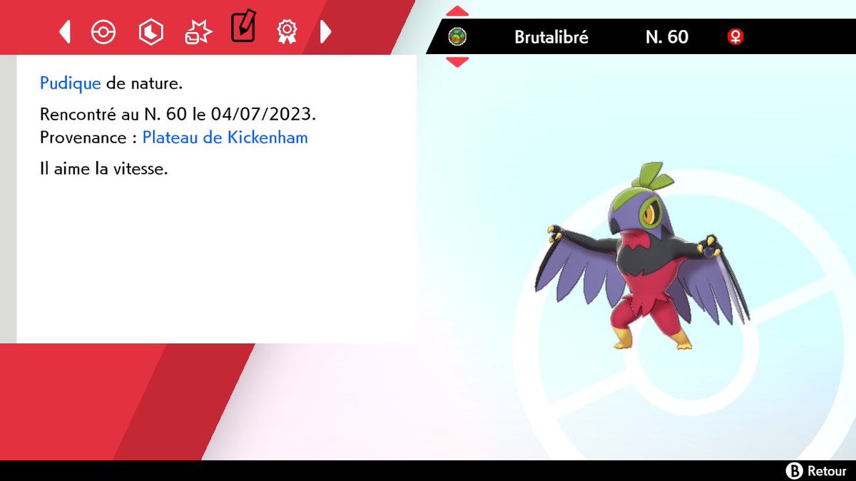 LaKlasse1's tweet photo. J’enchaîne sur ma lancée de Nymphali ! Brutalibré shiny en 1423 resets ! 🌟
Son côté sombre me plaît beaucoup, je trouve que la combinaison de couleurs est très réussie, magnifique shiny ! 💜😁
Je pense que je vais partir sur Banshitrouye à présent https://t.co/cehAheJ4gq