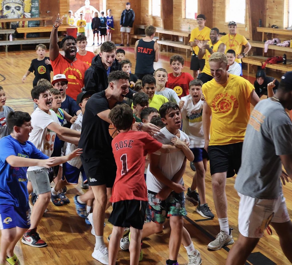 OBLhoops's tweet photo. Passing along the love of basketball from our OBL players to the Chen-A-Wanda campers! 

@ZachRadz @Leaky_Roof @Johnjordanbball https://t.co/G24lIC1CYX