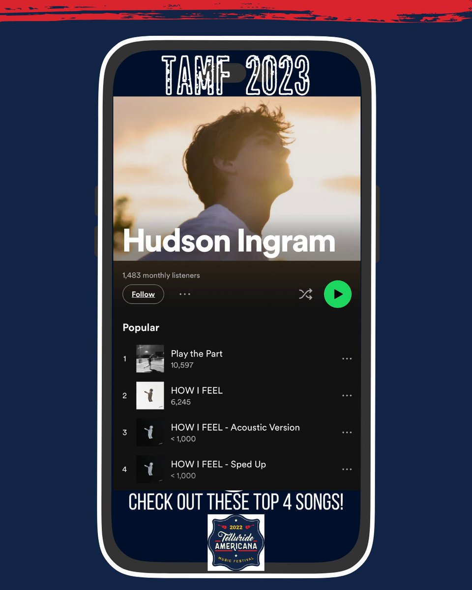 telluride_music's tweet photo. The first sounds of #TAMF2023 are just around the corner. Check out @Hudson_Ingram6 to get ready! https://t.co/HYu1SAAyG4