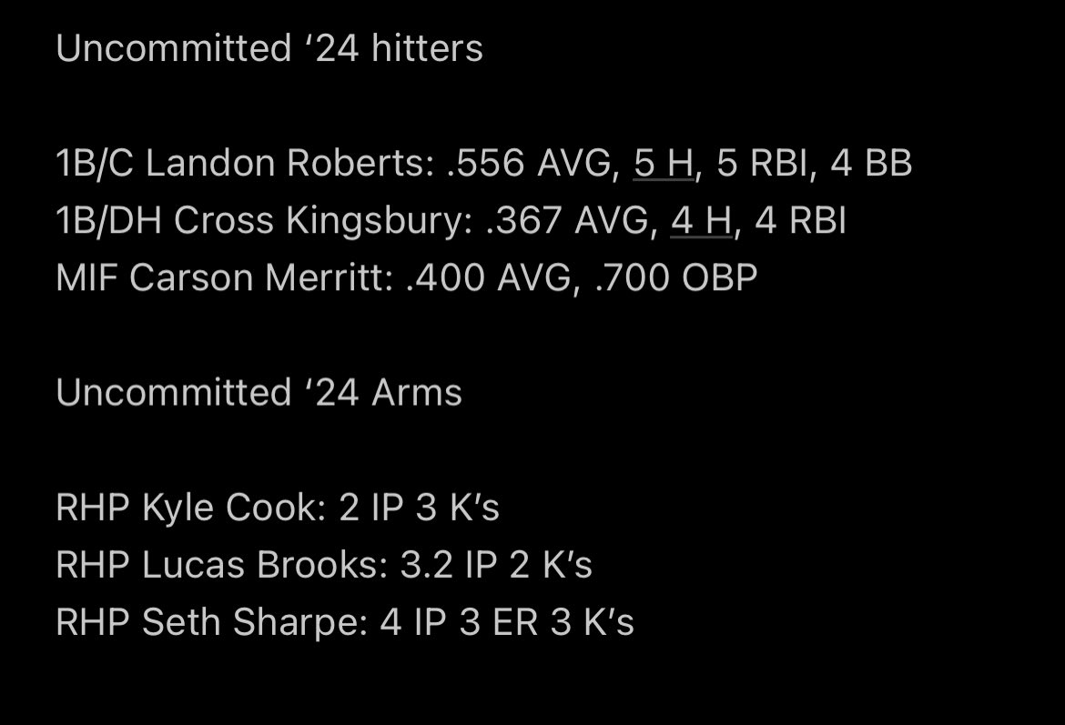 Dirtbags Platinum goes 4-1 at Impact 17u WS. Great event where some uncommitted 24’s shined. Below is our upcoming schedule to catch these ‘24 guys in action! <a href="/J_WalkerBB/">JON WALKER</a> <a href="/CoachReggieKeen/">Reggie Keen</a> 

July 7-9 Impact Randolph Macon
July 14-16 Impact Lynchburg
July 19-25 PBR Nationals