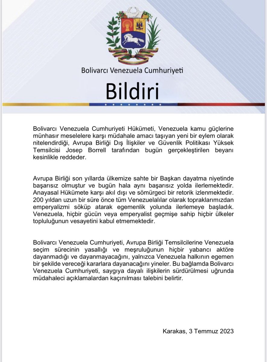 Embajada de Venezuela en Türkiye tweet media