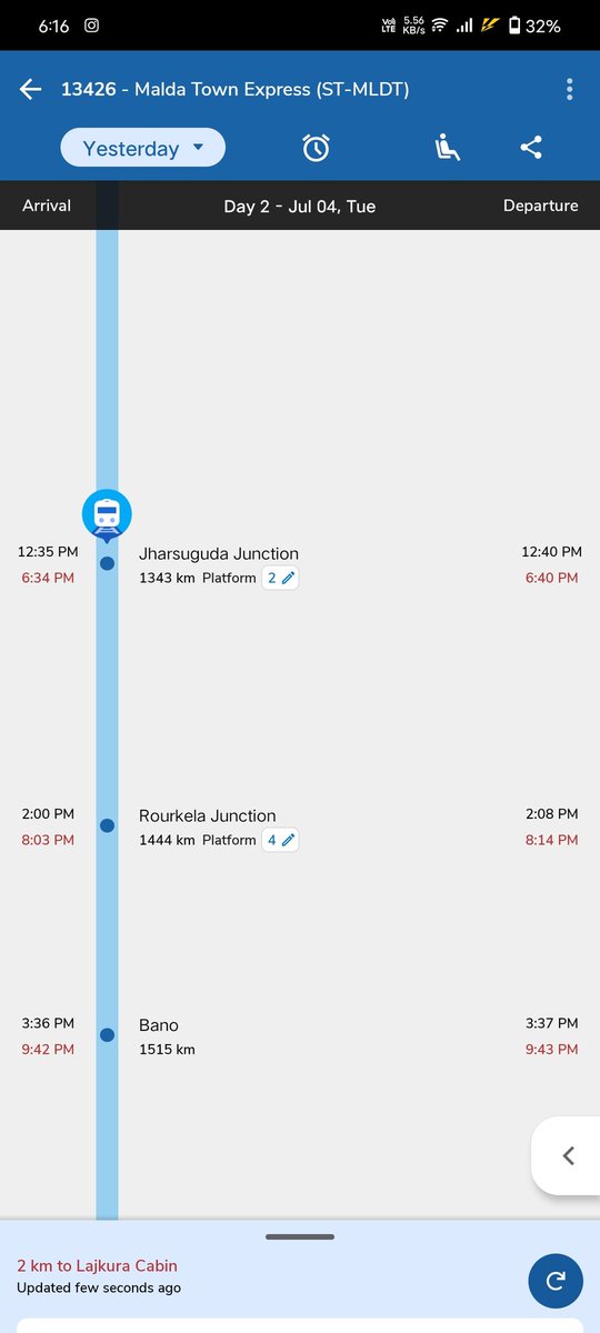 KumarSudipMand1's tweet photo. Why this train running approximately 6hours late?? @IndianRailMedia @IRCTCinfo @indianrail it's make not any sense. I have a urgent meeting on this date in malda. My PNR NO 8304840393. I need alternative way to reach in malda.  Do something immediately.
#IndianRailways 
#IRCTC https://t.co/m8VbATpkKQ