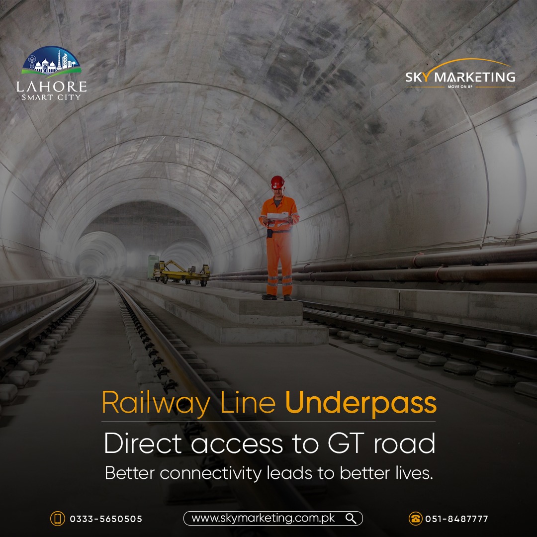 Lahore smart city is about to get connected more than ever with the development of railway line underpass which will directly connect Lahore smart city to Main GT road.
#SkyMarketing #1RealEstateMarketingCompany #lahoresmartcity #RailwaylineUnderpass #directaccess