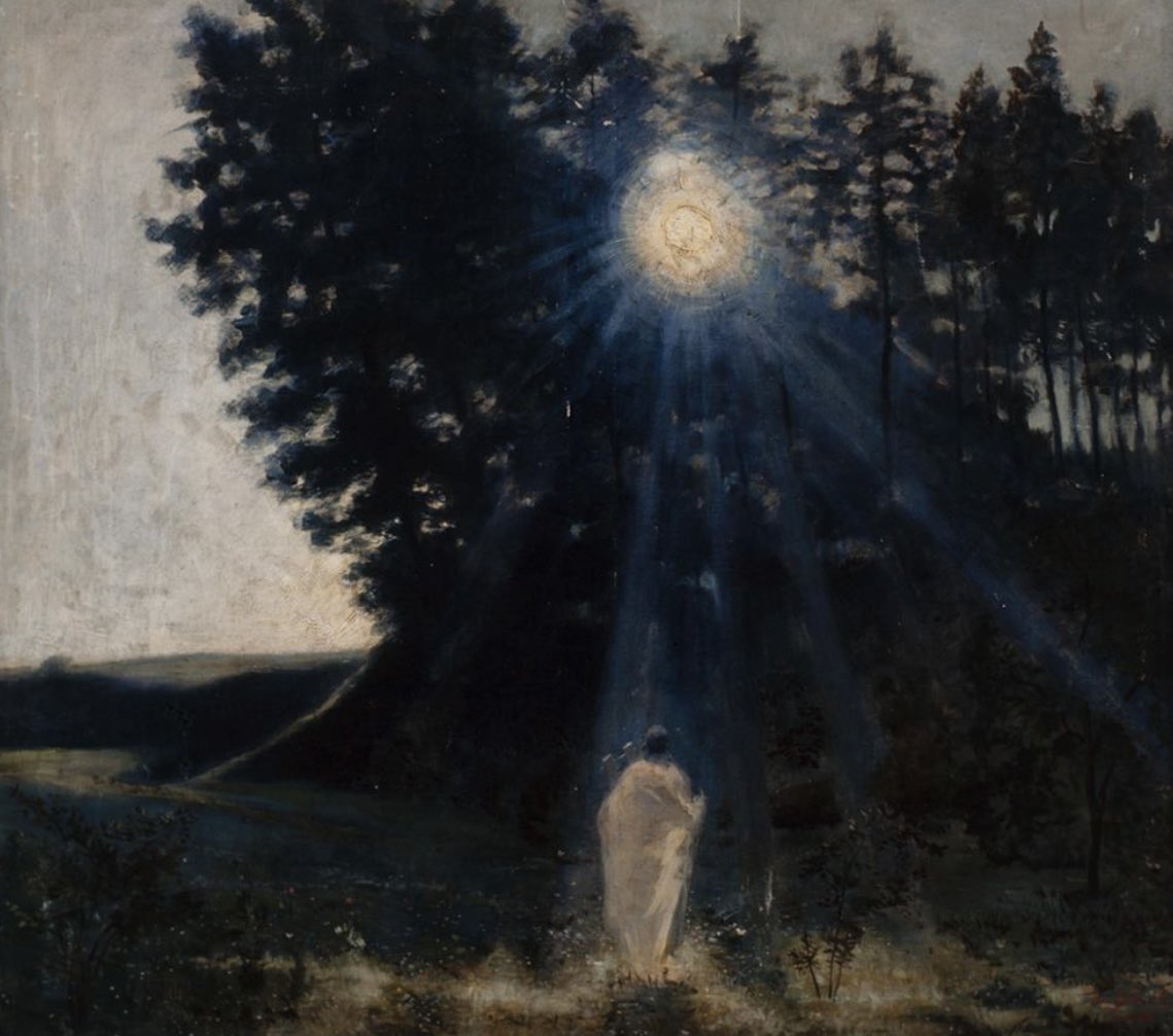 Jen3nfer's tweet photo. “Landscape by Moonlight”, 1887-1890 by Jean Delville (1867-1953). 
Oil on canvas. https://t.co/Yf1NZpOBOz