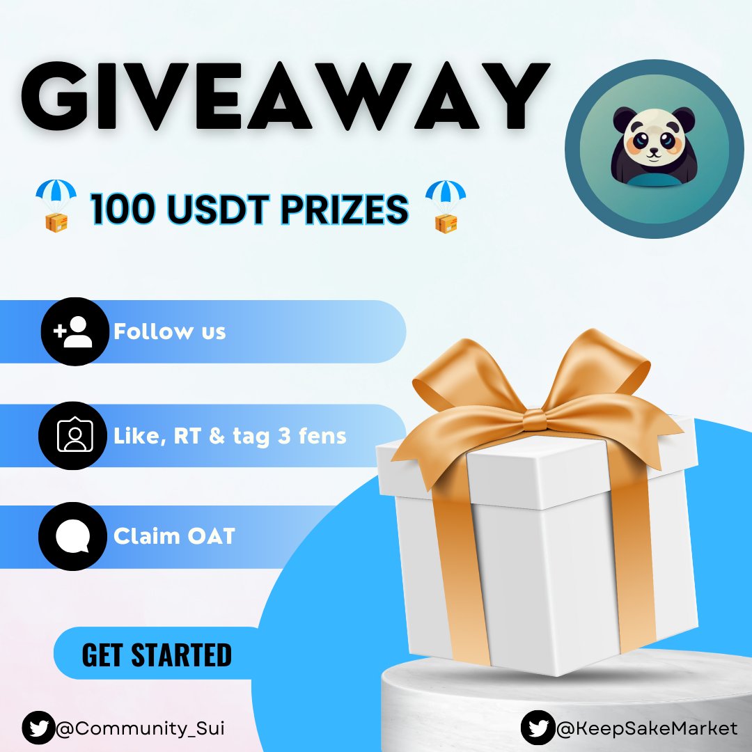 Sui Community x <a href="/KeepSakeMarket/">KeepSake</a> OAT

🎁Giveaway exclusive OAT for lucky communities (Limited - FCFS) and some useful prizes for lucky members!

Claim OAT: galxe.com/suicommunity/c…

🎁Rewards: 100 #USDT prizes

Drop your #Sui wallet address below now👇

#Sui #SuiCommunity #OAT