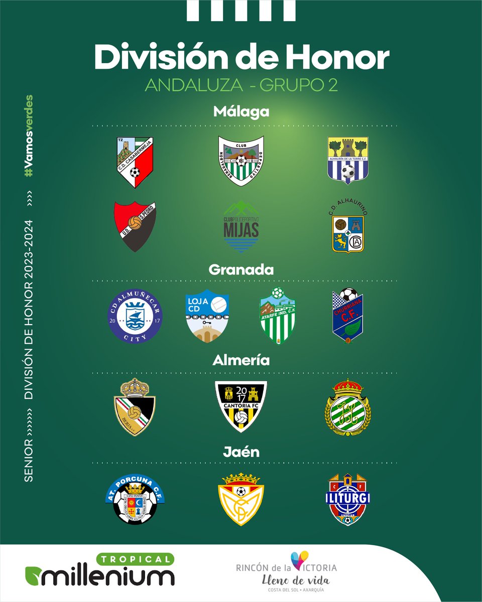 CDBenagalbonofi's tweet image. 🏆😍2️⃣3️⃣/2️⃣4️⃣😍🏆

🤩 Ver nuestro escudo entre tantos históricos, es un orgullo tremendo.

👇🏻 Os dejamos los 15 rivales para la 23/24 en División de Honor Senior.

💪🏻 Vamos con la ilusión, la humildad y la ambición de pasear el nombre de Benagalbón por Andalucía.

#VamosVerdes💚