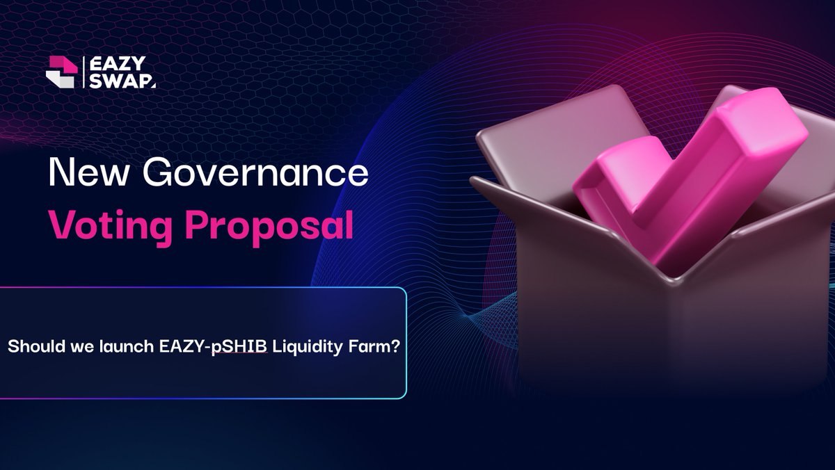 EazySwap's tweet photo. 🗽 New Community Proposal: $EAZY - $pSHIB Liquidity Farm 🗽

Should we launch an $EAZY - $pSHIB Liquidity Farm to capitalize on #RichardHeart 's anticipated strategy and attract potential $SHIB holders?

🗳 Vote here: https://t.co/tf46r4HGOf

#HEX #PulseChain #SHIB #pSHIB https://t.co/WAGCvAXvtp