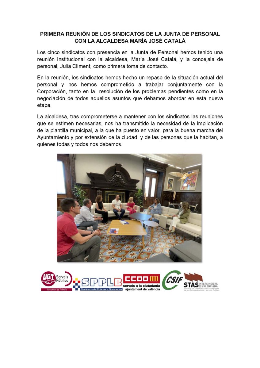 Reunión con la alcaldesa Maria José Catalá