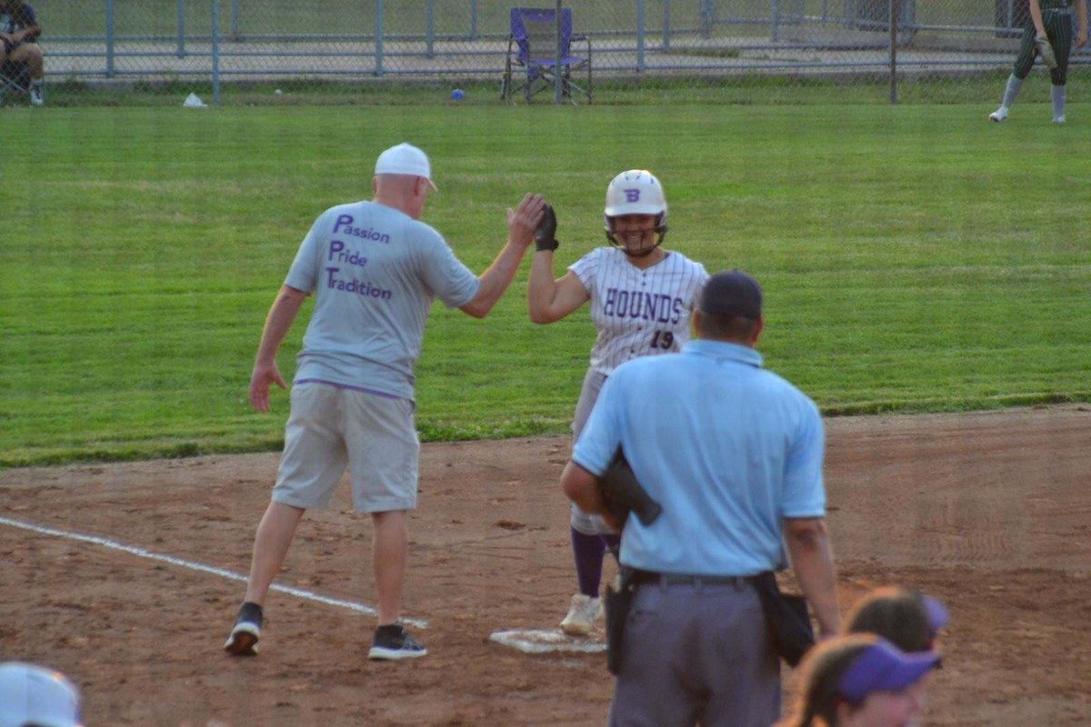 BGrayhounds's tweet photo. Adding our 5th player to the bomb squad this season!!  Way to go @SaydeePlummer on your first high school homerun!  No better time than now! https://t.co/r0V9rukZW3