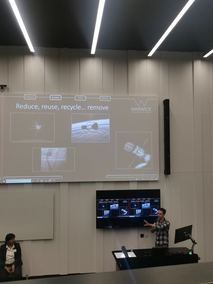 Exciting to hear about cutting edge research taking place at <a href="/uniofwarwick/">University of Warwick</a>. Dr Shweta Singh from the <a href="/WarwickBSchool/">WBS</a> presented the future of making AI responsible. Dr James Blake <a href="/jblake_95/">James Blake</a> spoke about how we can make our space more sustainable with some fantastic graphics. 🌌
