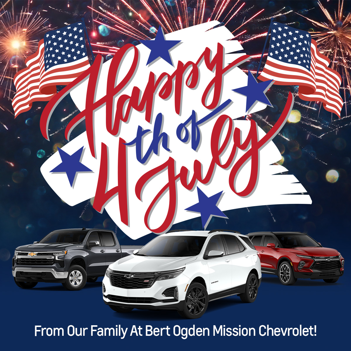 bertogdenchevy's tweet image. 🎆 Happy 4th of July! 🎆

Celebrate the holiday with a brand new #ChevySUV or #Truck. Check out our specials online going on now bit.ly/3JPZSP3 or call our team at 956-477-5653 to start #CarShopping today!