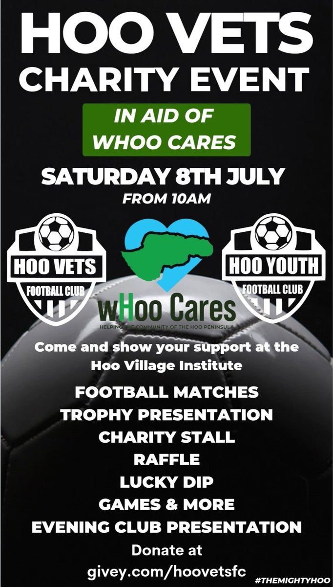 This Saturday at the Hoo Village Institute, come along and show your support in raising funds for <a href="/wHooCaresCIC/">wHoo Cares CIC</a> ⚽️❤️