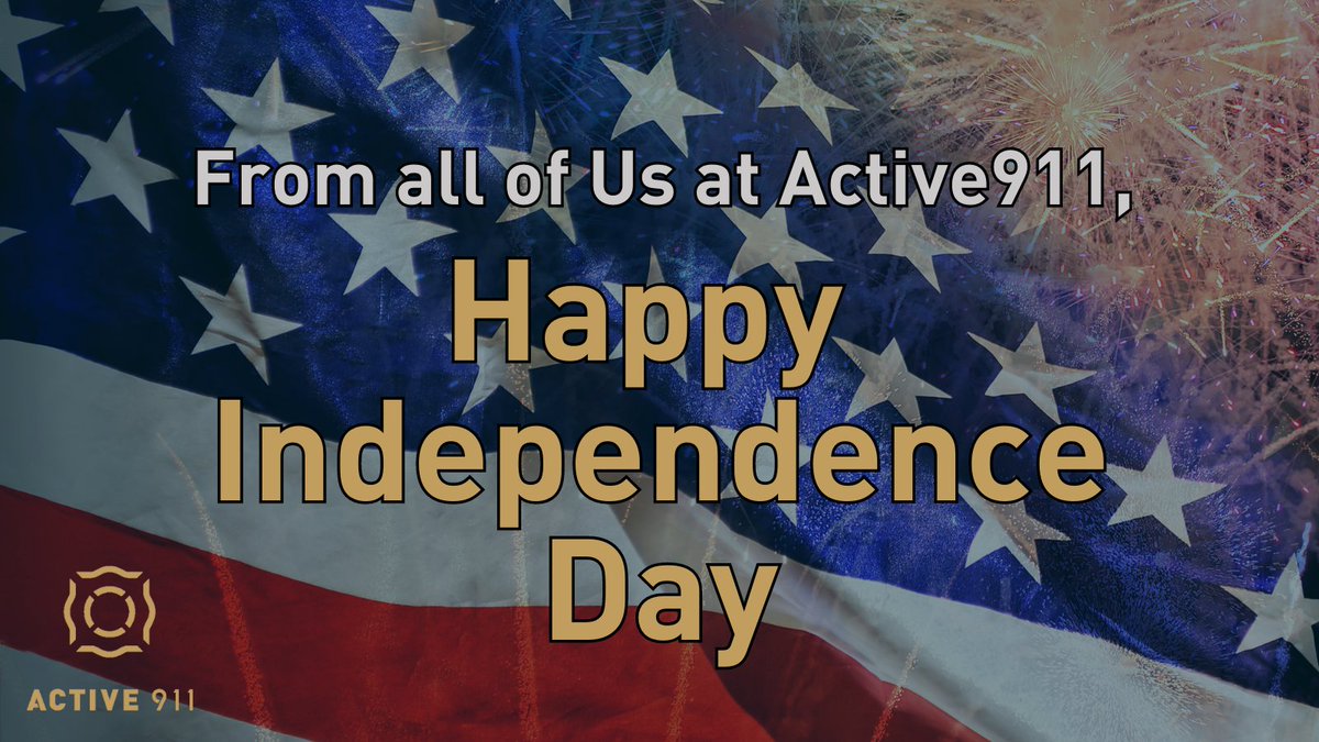 Active911's tweet photo. Active911 is taking the day to celebrate America's Independence Day! We hope you're able to safely enjoy the day with friends and family.
#active911 #independenceday #4thofjuly #holiday https://t.co/VluLoHJu6A