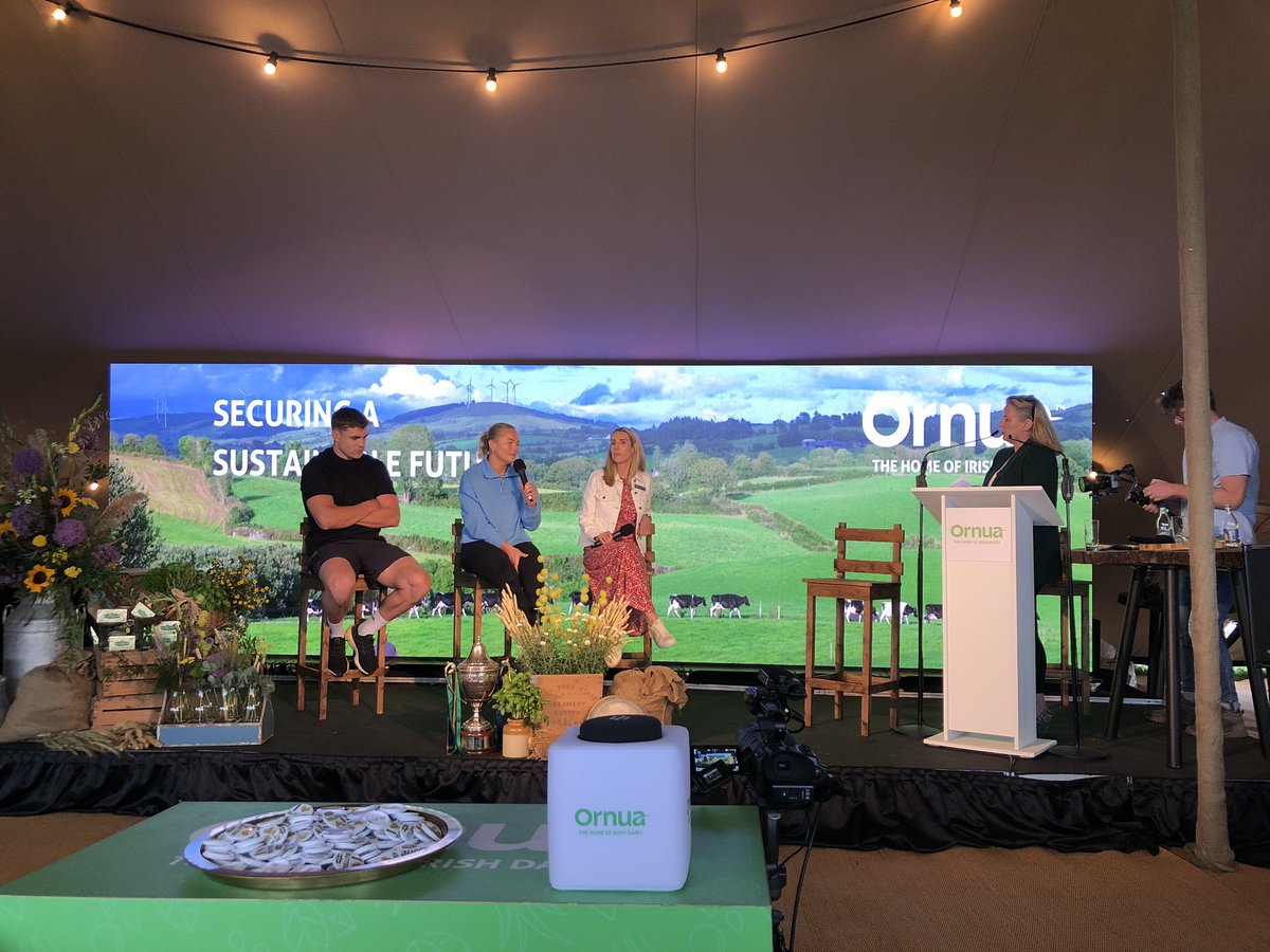 Join us now at the Ornua tent to hear from Garry Ringrose and Vikki Wall about dairy in the diet of a sports star 🥛 🌟 

#Moorepark23