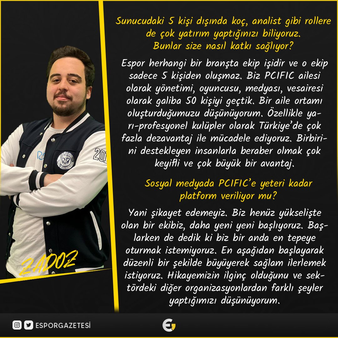 esporgazetesi's tweet photo. 🔹 PCIFIC Espor genel menajeri Derya "zadoz" Üçpınar ile Split 2 finali öncesi sohbet etme fırsatı bulduk.

❤️ Bize zaman ayırdığı ve sorularımız samimiyetle yanıtladığı için teşekkür ederiz! https://t.co/d7Rc64YgmI