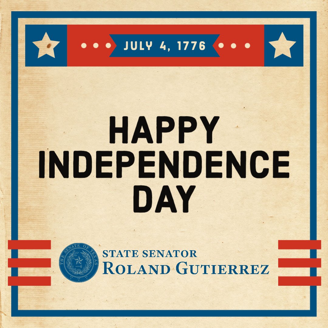 RolandForTexas's tweet photo. Wishing everyone a joyful &amp; safe #IndependenceDay!

As we celebrate the birth of our country, let's reflect on the values that unite us: freedom, liberty, &amp; equality for all.

As the fireworks light up the sky, let's remember the resilience &amp; spirit that define #America. https://t.co/gFr10jl4Ti