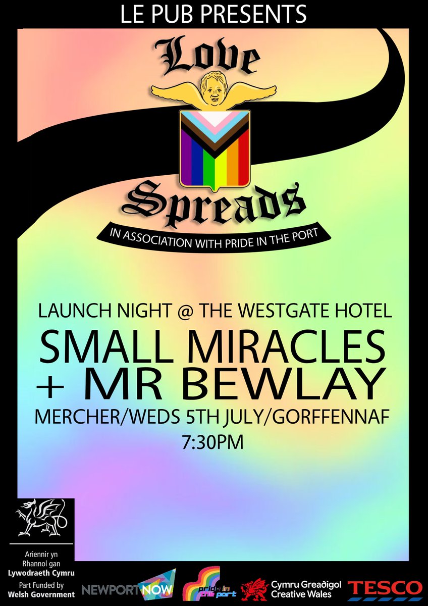 Tonight! Join us and @PrideinthePort at @westgatehotelNP for a huge Pride launch party with special guests @_smallmiracles and @BewlayMr. We can't wait to see you! Free entry! 🏳️‍🌈🥳 👉 fb.me/e/2I0JpVWT3