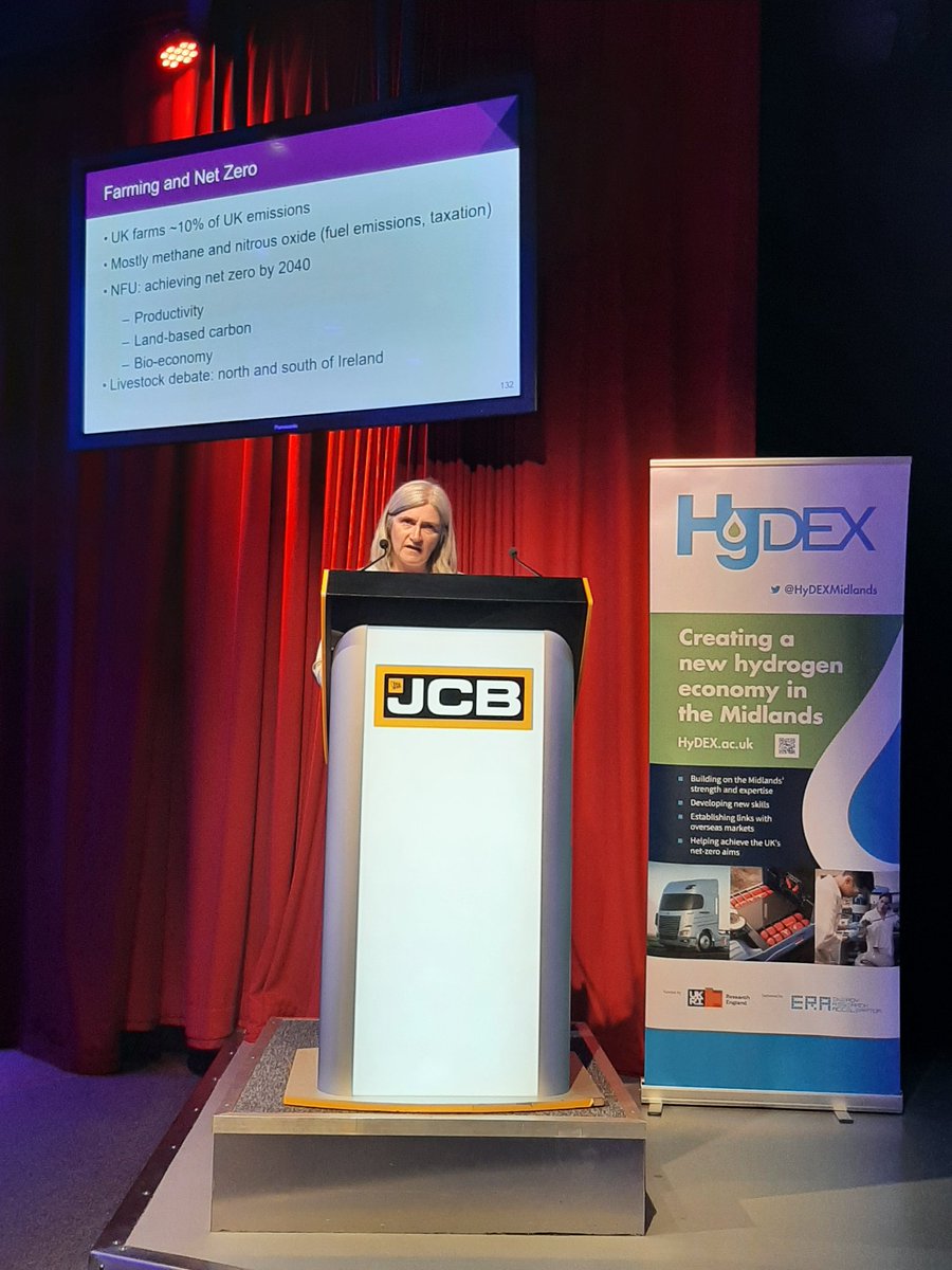 HydexMidlands's tweet photo. Prof Patricia Thornley Director of @EBRI_UK @AstonUniversity has been talking about the great potential for making & using biohydrogen in the farming sector in the UK at our Hydrogen in Agriculture & Hydrogen event today. #HYDEXJCB #Hydex @JCBmachines @SupergenBioHub @FMcanulla https://t.co/rWuxn8gTjG