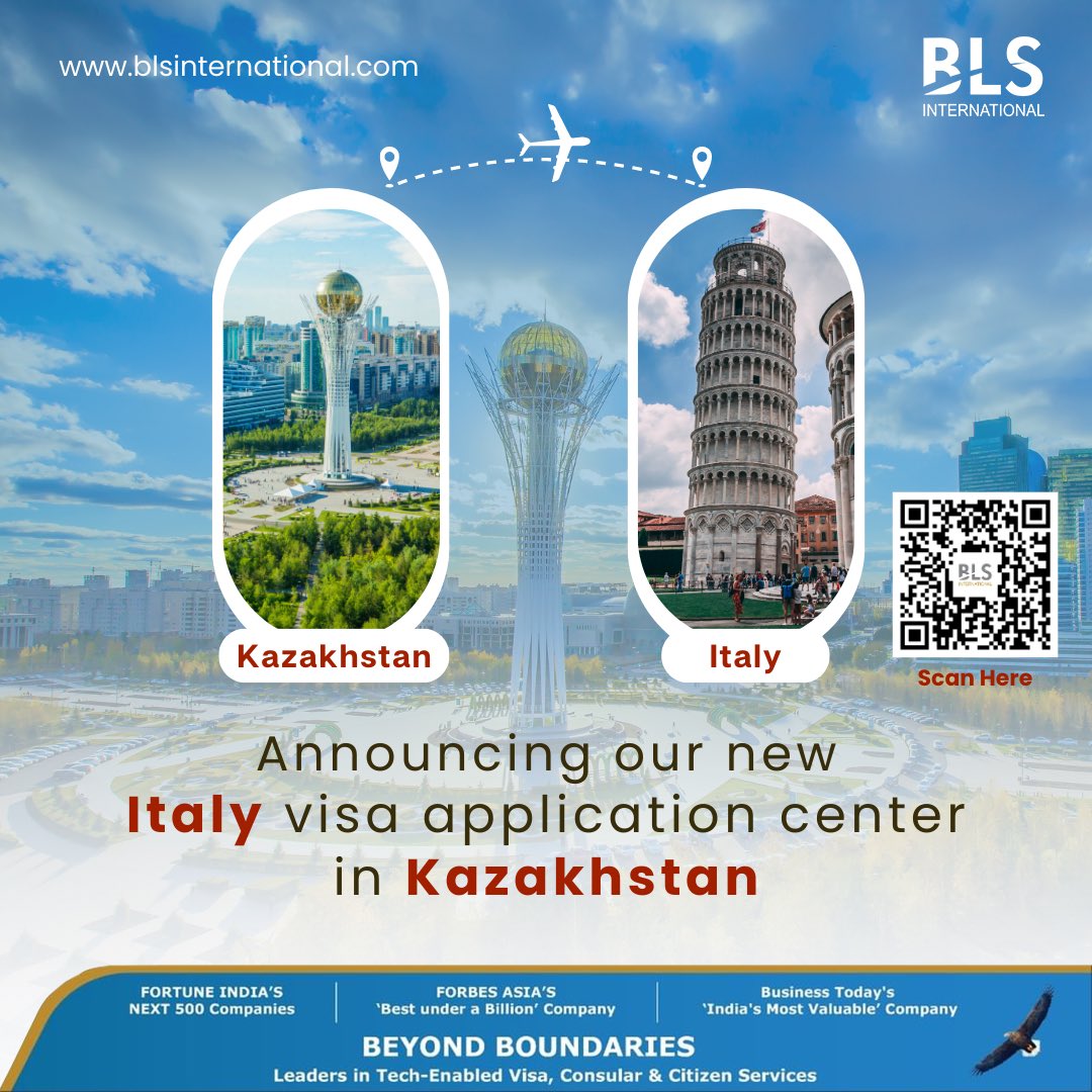 BLSintServices's tweet photo. Exciting news! #BLSInternational now offers #ItalyVisa services from #Kazakhstan. Explore Italy's picturesque landscapes, rich history, and exquisite cuisine with ease.Our #StreamlinedVisaProcesses ensure a seamless journey. Plan your Italian adventure today! #Italy #BLSEdge https://t.co/R1n6tGw9iG