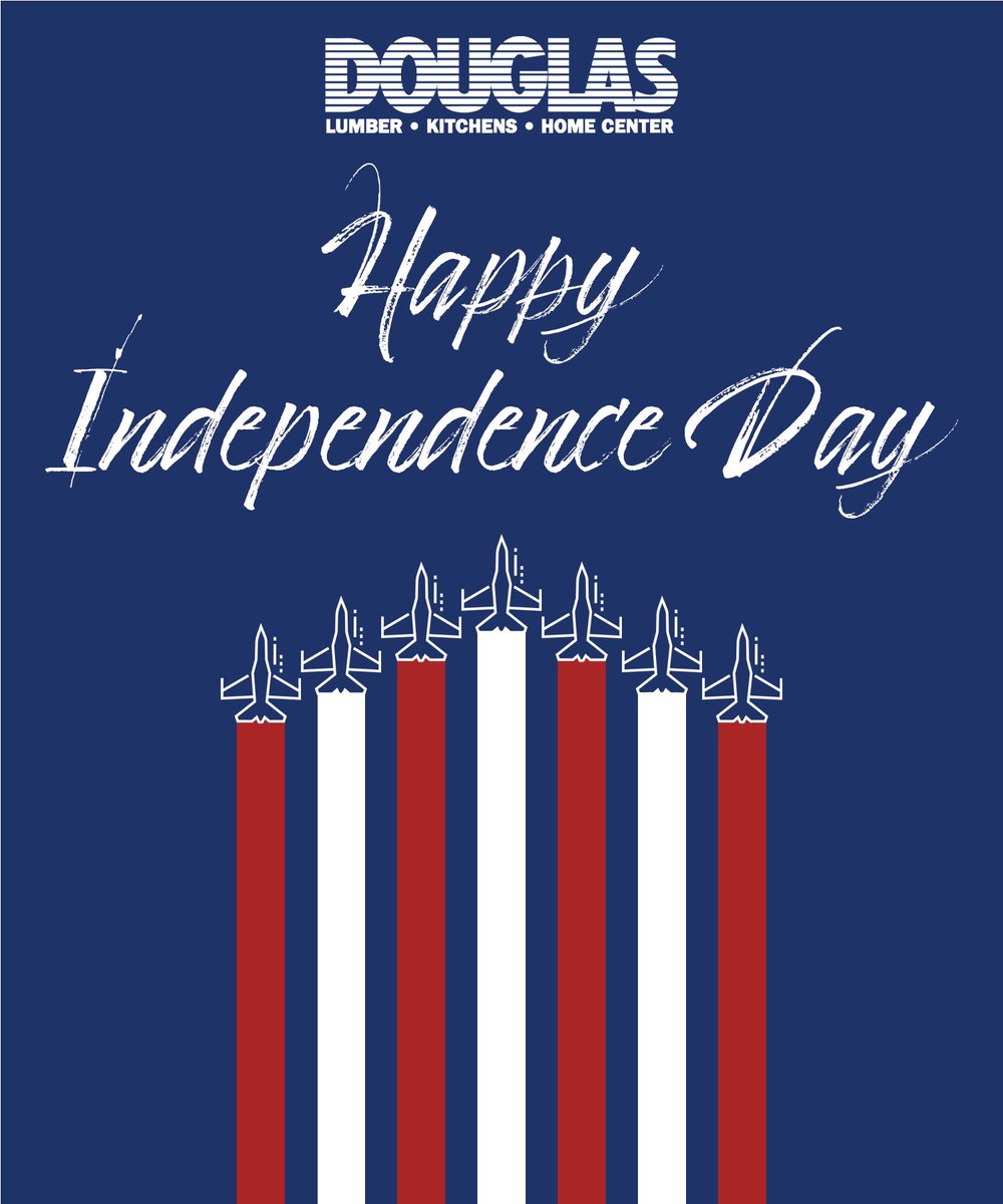 DouglasLumber's tweet photo. Happy 4th of July from all of us here at Douglas Lumber! We are closed today but will reopen Wednesday, July 5th at 7:00 AM. We hope you have a safe and happy holiday! https://t.co/qQAm92kfLj
