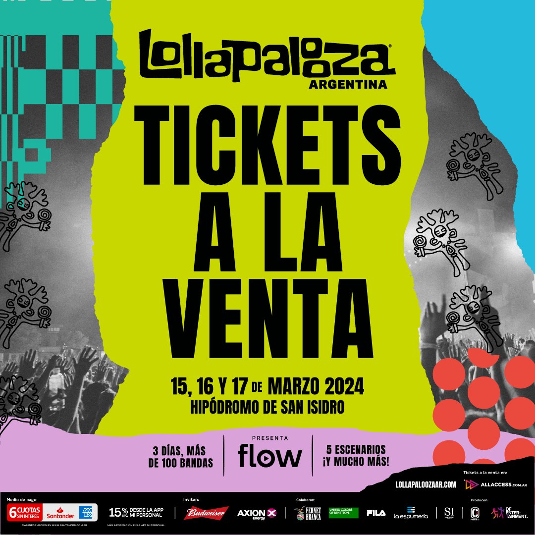 Lollapalooza Argentina 2024  15, 16 y 17 de marzo en el Hipódromo de San  Isidro