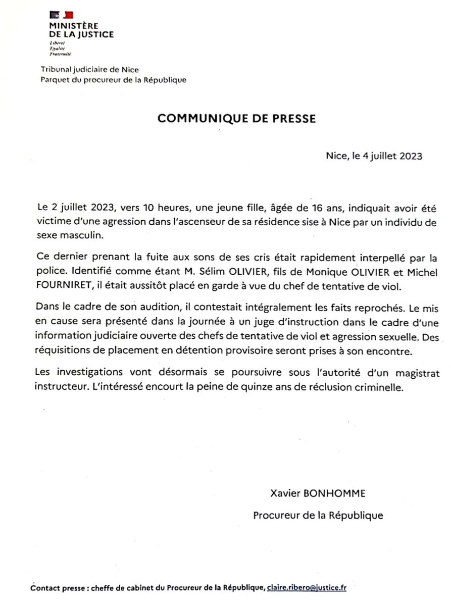 PG_CA_Nimes's tweet photo. Communiqué de presse du procureur de la République de Nice https://t.co/tWsqbFzDyn