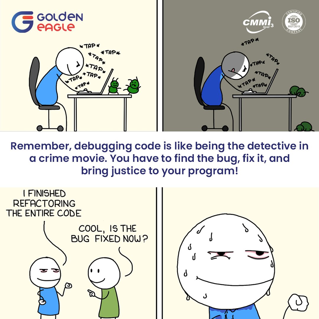 GeitplTech's tweet image. Harness your debugging superpowers, crack the case of elusive bugs, and triumph as the hero of your code!๐๐ต๏ธโโ๏ธ๐ชฒ
#CodeSleuth #DebuggingDetective #BugBusting #CodeJustice #CodeCrack #DebuggingSuperpowers #CodeHero