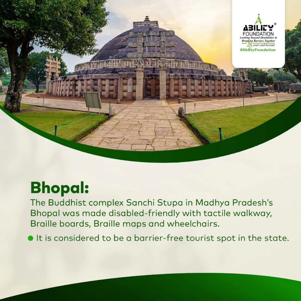 abilityfdn's tweet photo. How Accessible Is Bhopal For Travellers? 🚈 Swipe to know ➡️
#bhopal #bhopaldiaries #sanchistupa #travel #travelgram #abilityfoundation #NGO #support #love #inclusivity #equality #inclusion #accessibility #personswithdisabilities #accessforall #inclusivesociety https://t.co/a5QlREWKZH
