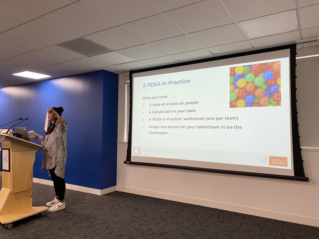 NCCMentalHealth's tweet photo. Teams are now being introduced to the Plan-Do-Study-Act #PDSA cycle through a simple game... see images attached for instructions, and an example of a successful PDSA cycle #DCFQI 7/ https://t.co/TwO9tCiV3x