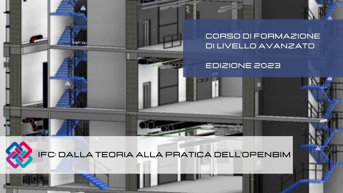 Sono aperte le iscrizioni al corso di livello avanzato IFC: dalla teoria alla pratica dell'openBIM - Edizione 2023!
Il corso è a numero programmato, per assicurarti la partecipazione, iscriviti subito!
ibimi.it/corso-ifc/
#IBIMI #buildingSMART #bim #formazione #aggiornamento