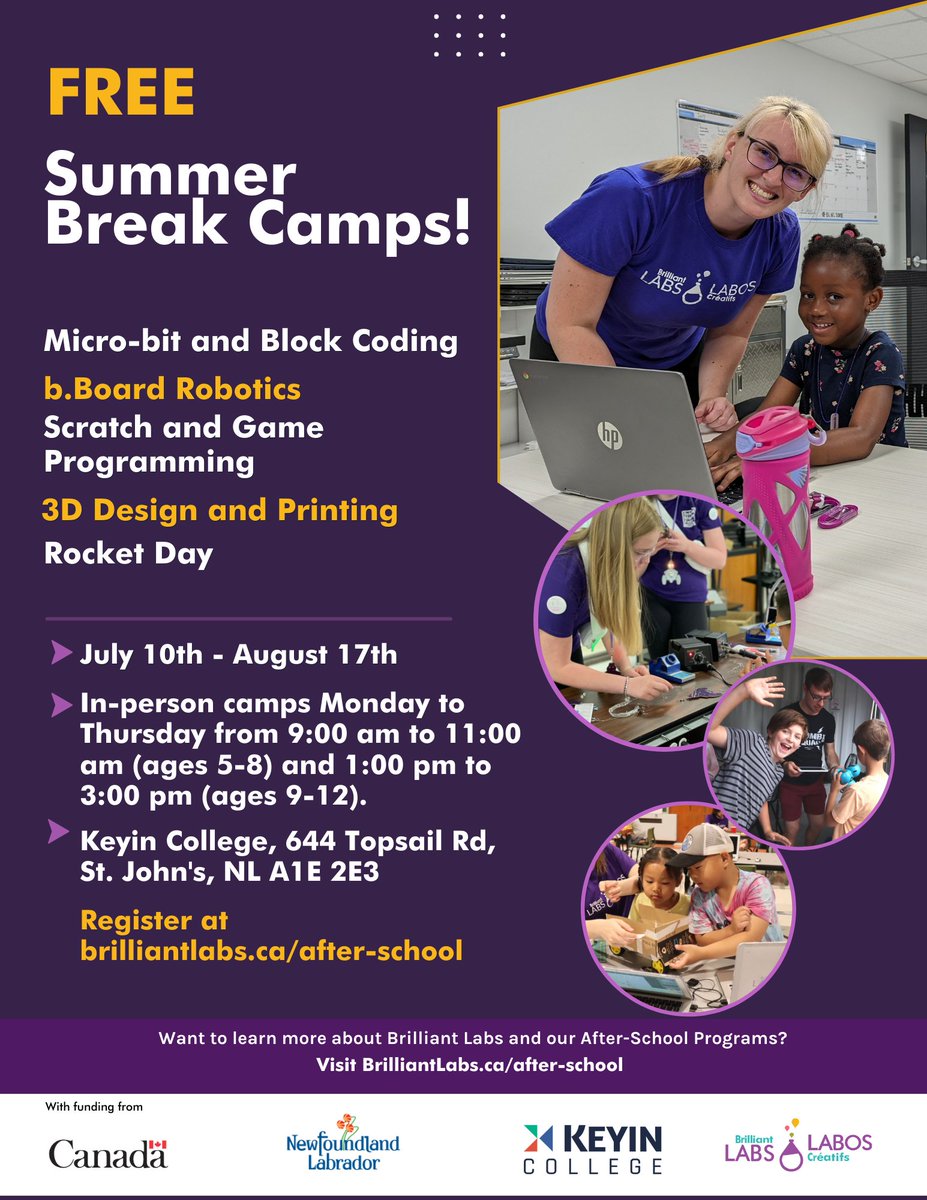 Exciting new Summer Camps at the Keyin College Makerspace.  Space is limited.