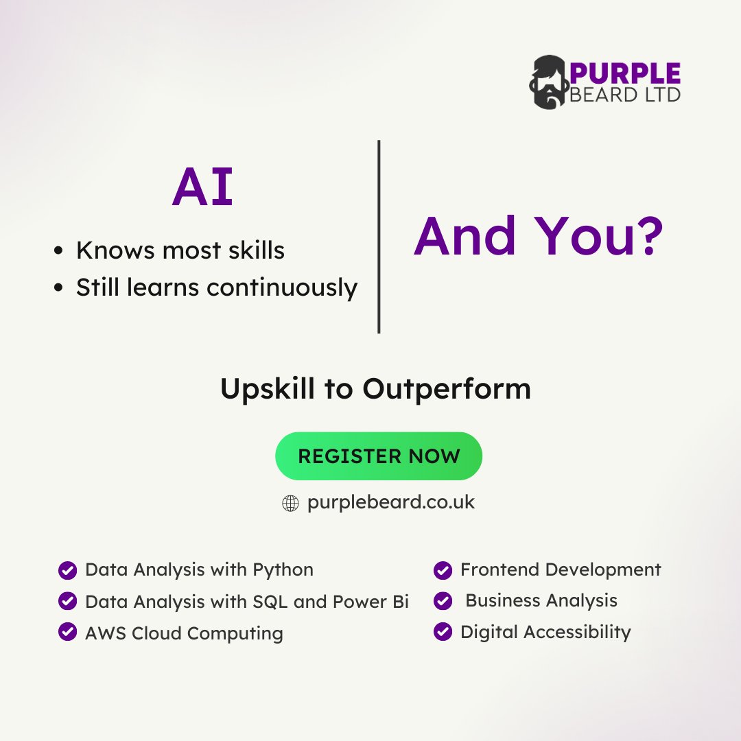 Lead the way in a fast-changing world by upskilling today! Start your career evolution and set new industry standards with Purple Beard Training. Don't miss out on our summer sale—grab the opportunity now! Register here: bit.ly/3XDLiRN #techtraining #tech #PurpleBeard