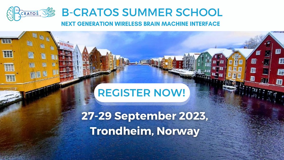 🚀Register to our Summer School at @NTNU on Sept 27-29!
- 🎯 get skills in #signalprocessing, #robotics, #BCI...
- 🧙‍♂️ Talk science with the wise from #neuroscience or #wirelesspowertransmission
- 🕺 Share your work, enlarge your network!

⏳by 28/07👉 b-cratos.eu/b-cratos-summe…