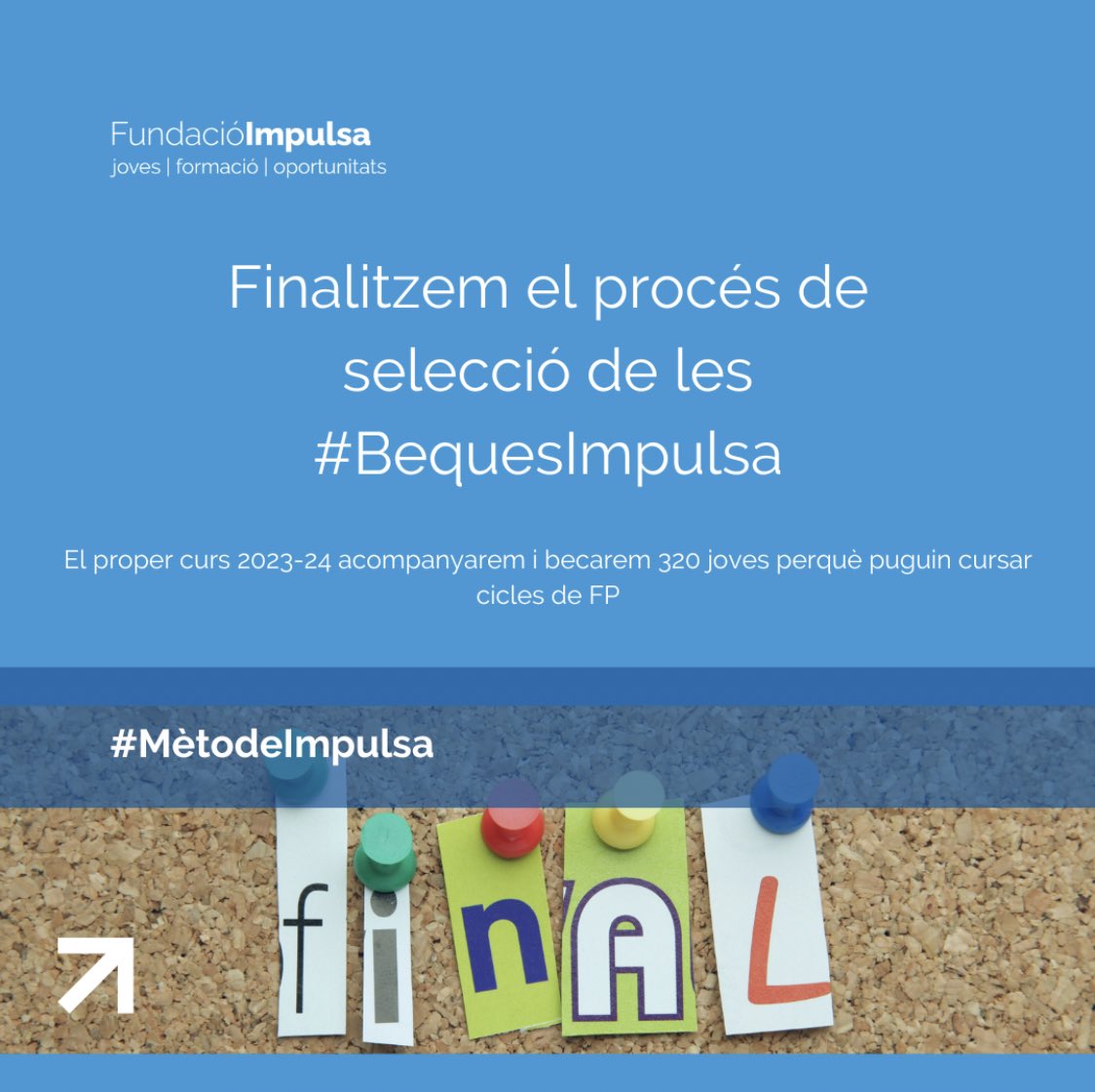 FundacioImpulsa's tweet photo. 🔚Finalitzem el procés de selecció de les #BequesImpulsa, que el curs que ve rebran 320 #Impulsers de #Catalunya
T'HO EXPLIQUEM 👉 https://t.co/hzcmWR2zTk https://t.co/CmVLCgmokP