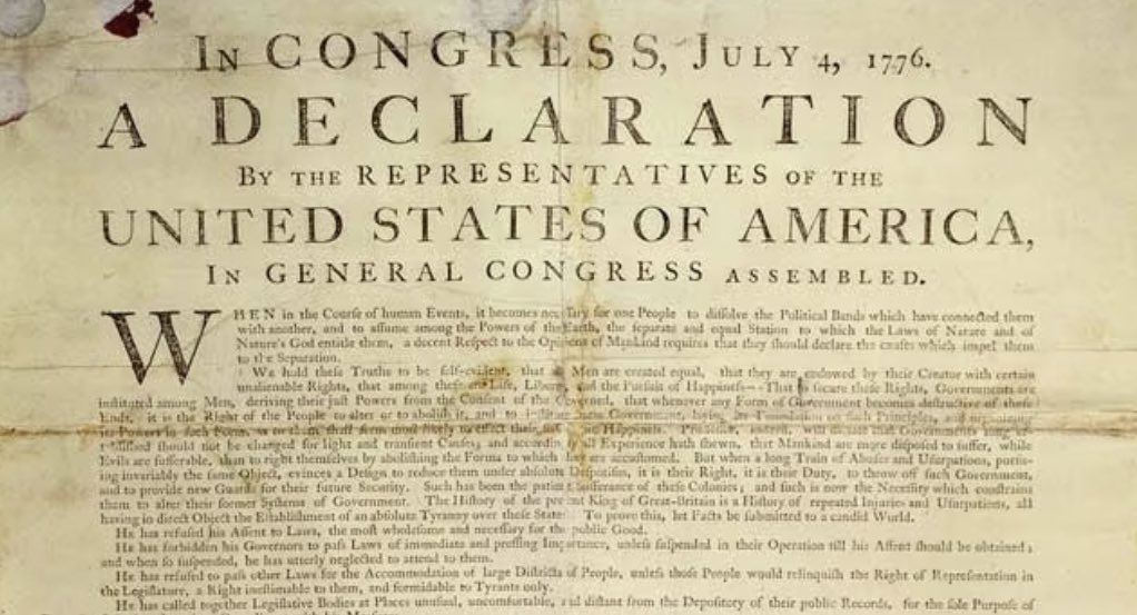 ScarboroughNow's tweet photo. This Declaration written by a slaveholder was used by Lincoln to emancipate slaves. 100 years later, MLK Jr declared it a “promissory note” to all Americans. Over the past 248 years, it has led to the freedom of more people than any political document ever written. #4thofJuly https://t.co/lvmNiX45Xh