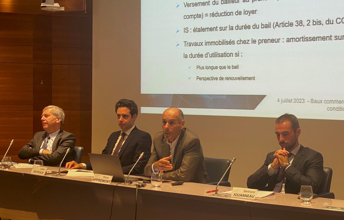 "Baux commerciaux, mesures  d'accompagnement, conditions de sortie : quels enjeux fiscaux ?".  Retrouvez Pierre Appremont, Paul DUVAUX, Julien Souyeaux, Bertrand Jouanneau ainsi que Alice Baillet et William Stemmer, lors de sa rediffusion le 11 juillet à 17h.