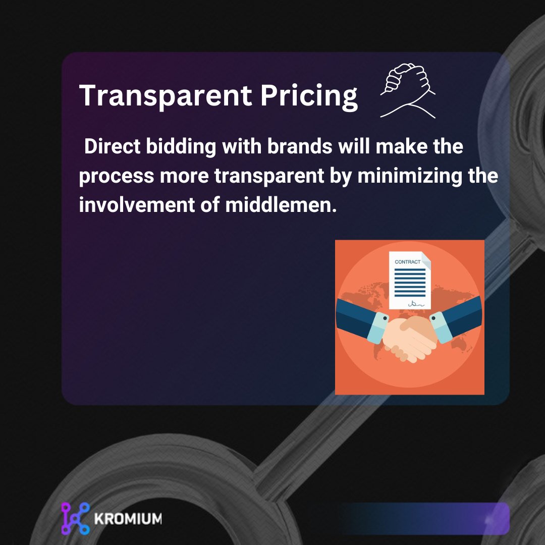 Creators often live a very stressed-out life when it comes to payments. This stress comes largely from trust issues, untimely payments, unclear collaboration conditions, and the involvement of multiple middlemen. Here's how Kromium solves the problem: