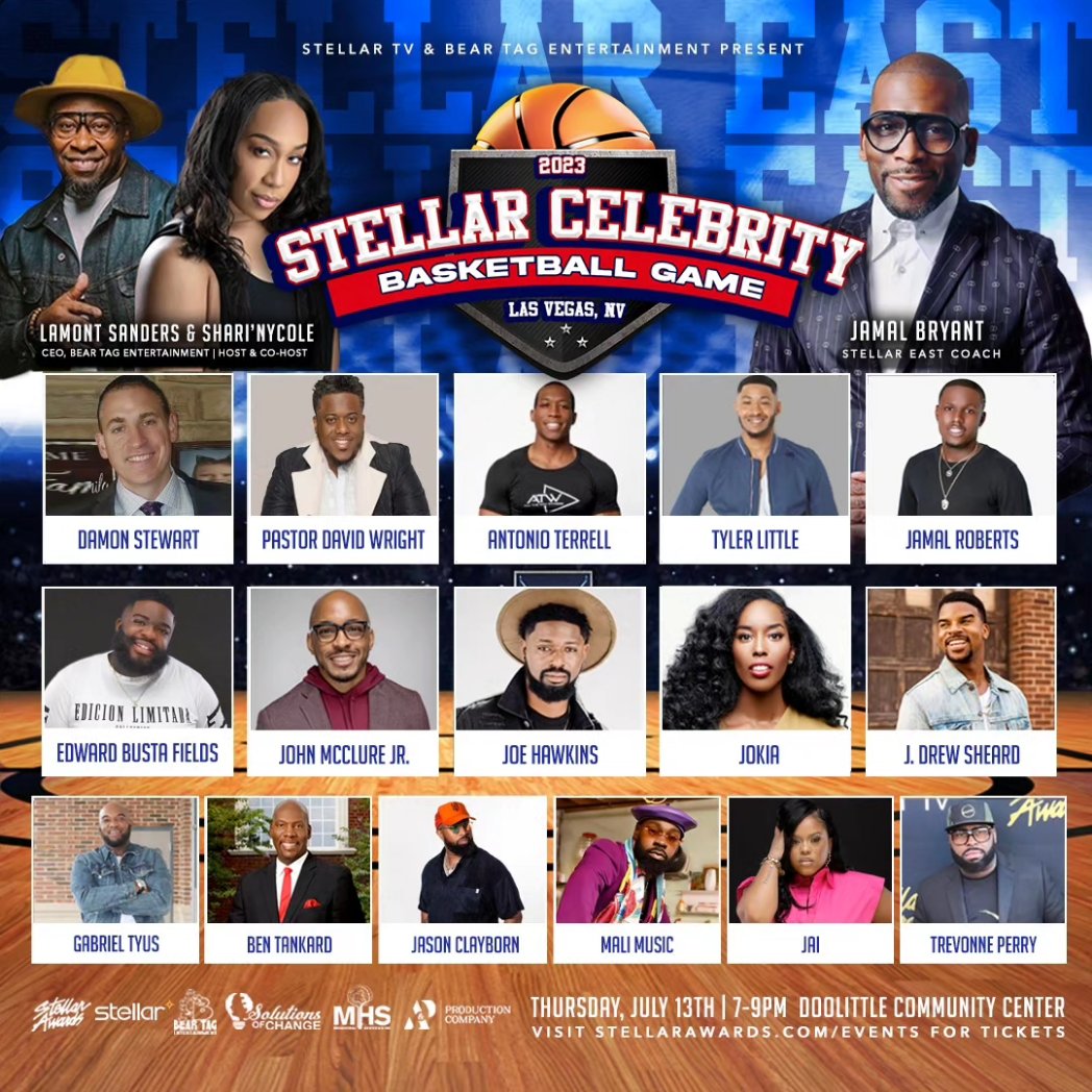 TheStellars's tweet photo. Are cheering for the West Coast or the East Coast? Purchase your ticket to be courtside at @thestellars Celebrity Basketball Game! Visit the link in bio for tickets. #stellarweekend #basketball #marvinsapp #jamalbryant #malimusic #lasvegas #gospelmusic #thestellars https://t.co/dl0KWso1w5
