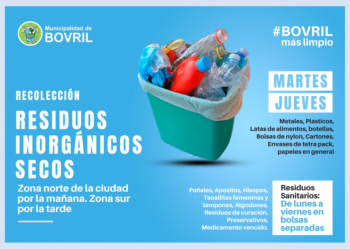 MUNIBOVRILok's tweet photo. ♻️ TODO JUNTO ES BASURA, SI LO SEPARAMOS ES UN RECURSO
.
.
.
#MUNICIPIOPRESENTE
▪️ COORDINACIÓN DE PRENSA Y DIFUSIÓN
📲💻https://t.co/6duVhPPCoc https://t.co/PpNt831rIu