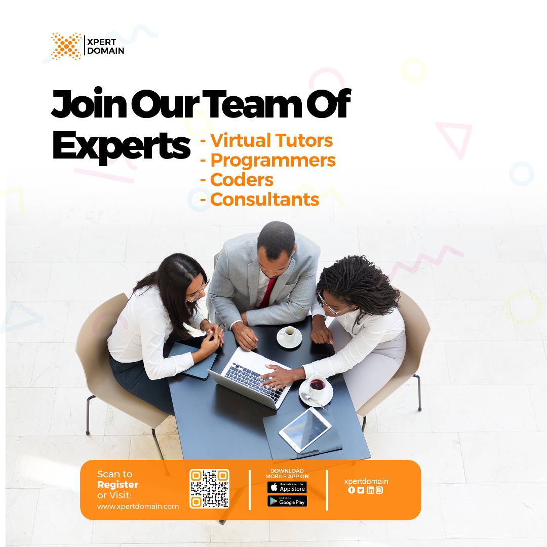 Join our team of experts from the comfort of you home.

Visit xpertdomain.com to register.

#xpert#expert#expertdomain#professional#sidehustle#onlinejobs#extraincome#consultation
#onlineservices#onlineconsultation#gigs#onlinegigs#freelancer#freelance#business#service