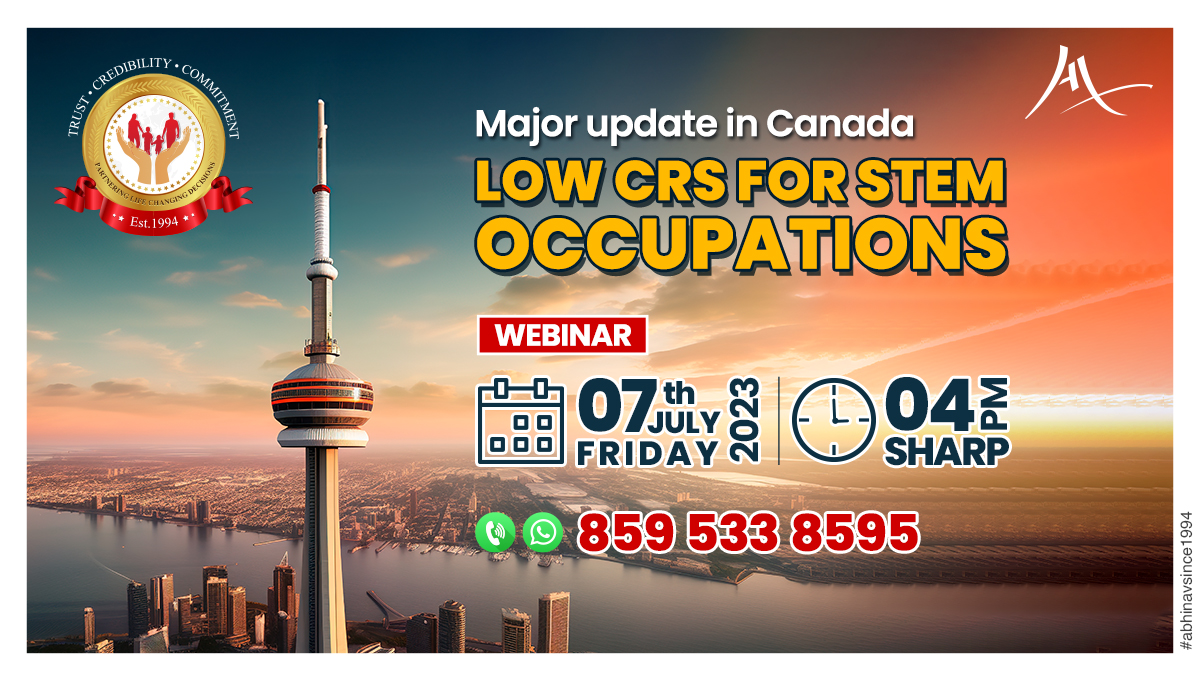abhinavimmi's tweet photo. Mark Your Calendars: Webinar on Canada's Low CRS for STEM Occupations!
Date and Time : 7th July 2023(Friday) at 4:00 PM IST.
Register Now: https://t.co/lIiYBbB8um
#webinar #STEMwebinar #healthcare #stem #trades #transport #agricultureprofessions #abhinavsince1994 https://t.co/dJ0ipgTkYf