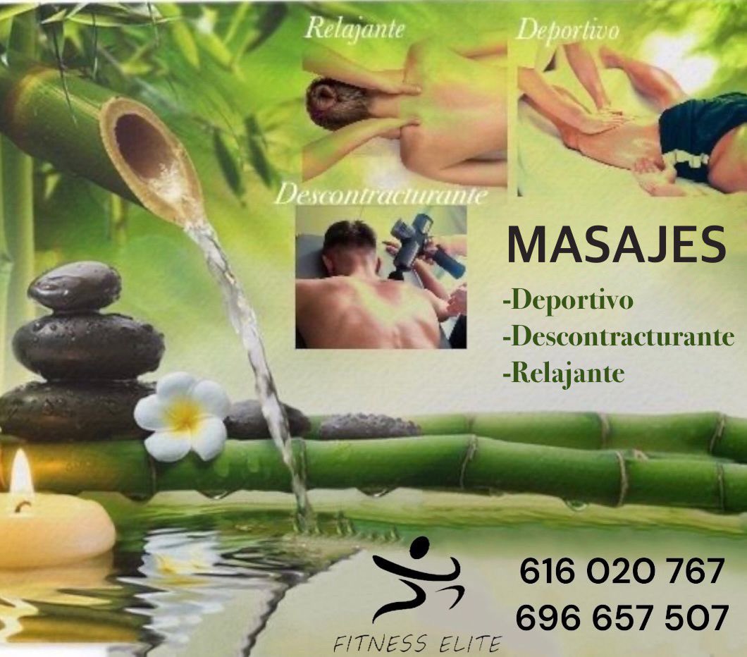 🤲 𝗤𝗨𝗜𝗥𝗢𝗠𝗔𝗦𝗔𝗝𝗘 𝗣𝗥𝗢𝗙𝗘𝗦𝗜𝗢𝗡𝗔𝗟
-𝘋𝘦𝘱𝘰𝘳𝘵𝘪𝘷𝘰
-𝘋𝘦𝘴𝘤𝘰𝘯𝘵𝘳𝘢𝘤𝘵𝘶𝘳𝘢𝘯𝘵𝘦
-𝘙𝘦𝘭𝘢𝘫𝘢𝘯𝘵𝘦

Pide tu cita previa en:

𝘎𝘪𝘮𝘯𝘢𝘴𝘪𝘰 𝘍𝘪𝘵𝘯𝘦𝘴𝘴 𝘌𝘭𝘪𝘵𝘦
𝘊/ 𝘚𝘢𝘯 𝘙𝘰𝘲𝘶𝘦, 2
📲 696 657 507 (Correa)
📲 616 020 767 (Toni)