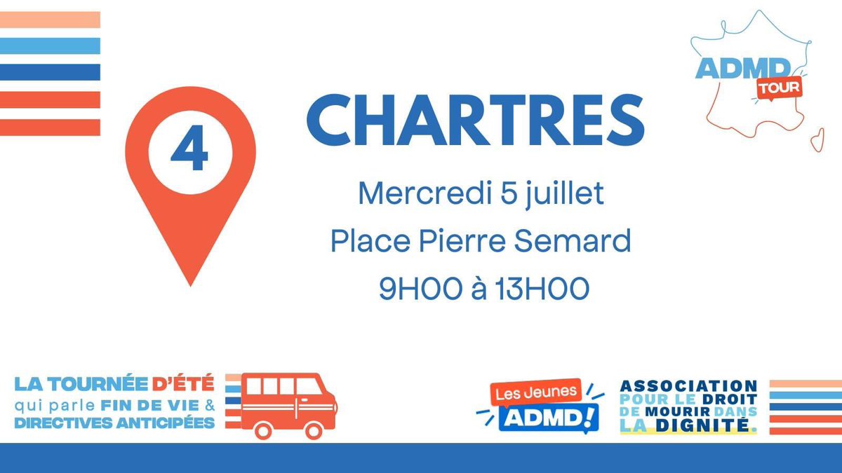 C’est demain ! Les jeunes @jeunesadmd vous accueillerons à #Chartres pour parler droits des patients #ADMDTour23 #Admd #ProChoix #LibreChoix #FinDeVie