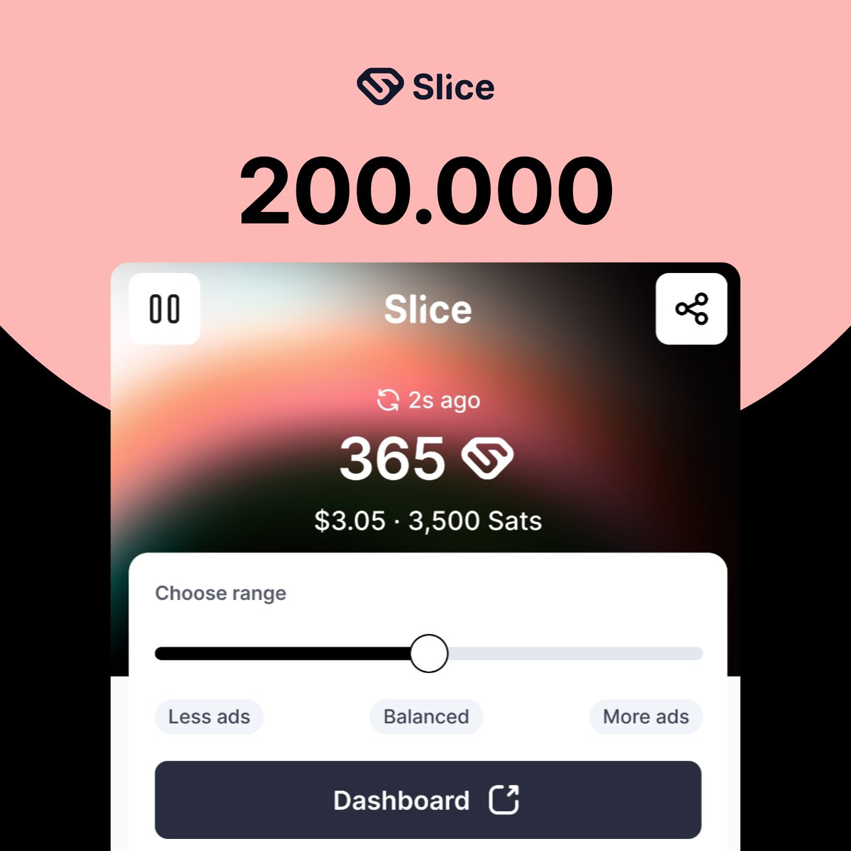 add_slice's tweet photo. Cheers to 200K rebels, misfits, sats stackers, and rulebreakers who dared to put a price tag on their online attention! 🎉🧡
 "Thank you for stacking sats back then, buddy" - that's the future you talking to yourself.⚡️

👉 https://t.co/isUfL9FACS https://t.co/Df2Ltoq3l6