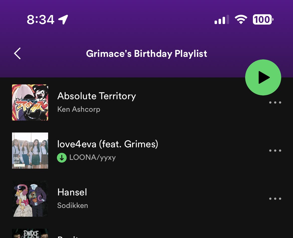 ILUVVlVl's tweet photo. yyxy being in the official grimace birthday playlist is so silly to me😭😭😭 https://t.co/SjvxceVgri