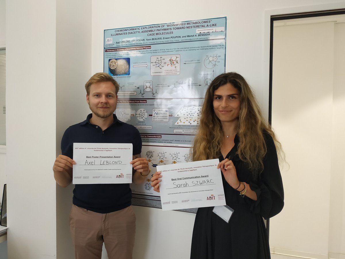 BioCIS (@biocis) on Twitter photo Félicitations à nos deux doctorants Sarah SZWARC et Axel LEBLOND <a href="/BioCIS/">BioCIS</a> pour leur prix lors de la Journée de l’école doctorale Innovation Thérapeutique du fondamental à l’appliqué <a href="/Pharma_UPSaclay/">Faculté Pharma UPSaclay</a> <a href="/GS_HeaDS/">@GS_HeaDS</a> <a href="/UnivParisSaclay/">Université Paris-Saclay</a> @INC_CNRS Félicitations à nos deux doctorants Sarah SZWARC et Axel LEBLOND <a href="/BioCIS/">BioCIS</a> pour leur prix lors de la Journée de l’école doctorale Innovation Thérapeutique du fondamental à l’appliqué <a href="/Pharma_UPSaclay/">Faculté Pharma UPSaclay</a> <a href="/GS_HeaDS/">@GS_HeaDS</a> <a href="/UnivParisSaclay/">Université Paris-Saclay</a> @INC_CNRS