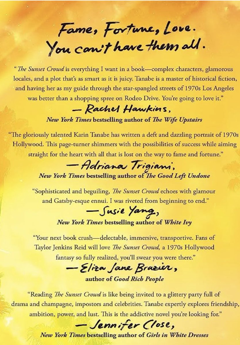 Fame. Fortune. Love. You can’t have them all. THE SUNSET CROWD is on sale today and you do NOT want to miss this absolutely transporting ride into 1970s Hollywood, complete with an enigmatic conwoman, sex, drugs, and rock &amp; roll, and the pursuit of the American dream ✨