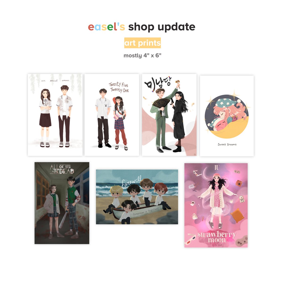 easelshop's tweet photo. 🤍🎨 easelshop update 🖌🤍
 
K-POP fanart merch:
July catalog 🧺🧃☀️

the wait is over~ pre-order starts tomorrow 5PM PHT !! 🎉 https://t.co/sdsBPfZwEq