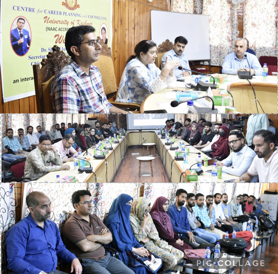 listenshahid's tweet photo. Vice-Chancellor KU Prof Nilofar Khan &amp; I had an enriching interaction with students &amp; scholars about career opportunities. Amazing talent! 👏
Prof @ishaqgeer is putting tremendous efforts for establishing residential coaching centre approved under #MissionYouth.Best wishes 📚 📜 https://t.co/nf5Z8jIT9a