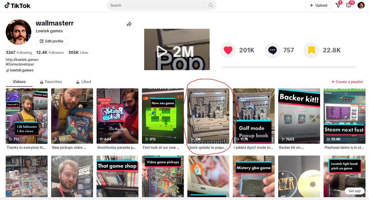 Wallmasterr's tweet photo. Woop, the #popup #golf video just got 2 million views on #tiktok
Interesting to see the likes at 10% of views, wonder if thats the normal convertion rate?
#paperprototype #gamedev #indiegamedev https://t.co/RrBnwLDb4S